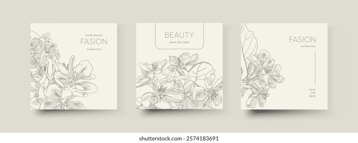 A collection of vector invitation templates with elegant wedding designs. Perfect for wedding menus and more. Versatile enough to adapt to branding needs, including cosmetic brand identity. 