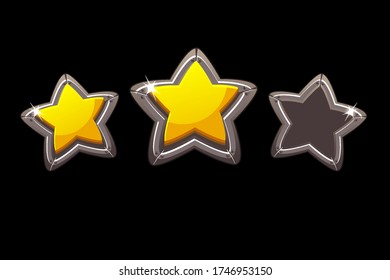 Collection of vector isolated metal stars for rating a game.