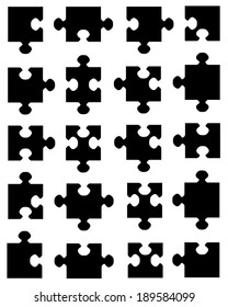 A collection of vector jigsaw puzzle pieces