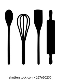 A collection of vector kitchen utensil silhouettes svg