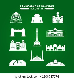 Collection of Vector Landmarks of Pakistan Silhouettes