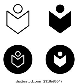Sammlung von Vektorbibliothekssymbole mit schwarzer Füllung, schwarzem Kreis und schwarzer Umrisslinie.