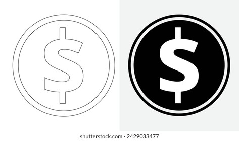 A collection of vector and line art money icons that may be used to earn logos and payments.