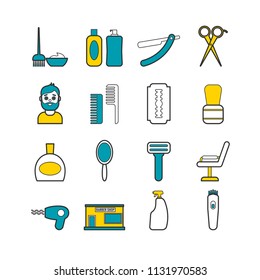 Collection of vector line barber tools icons. Modern flat icons for web design