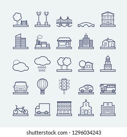 Collection of vector line city icons