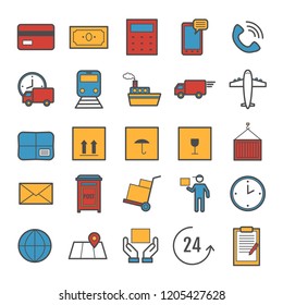 Collection of vector line delivery icons for web, print, mobile apps design 