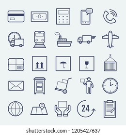 Collection of vector line delivery icons for web, print, mobile apps design