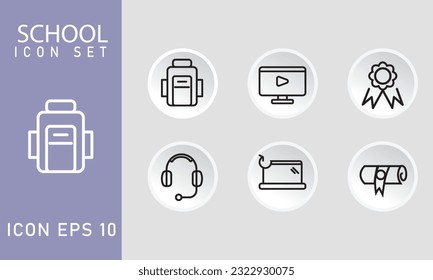 Collection of vector line icons of education. Natural and mathematical science, additional education, tutorship, freelance. Set of flat signs and symbols for web and apps.