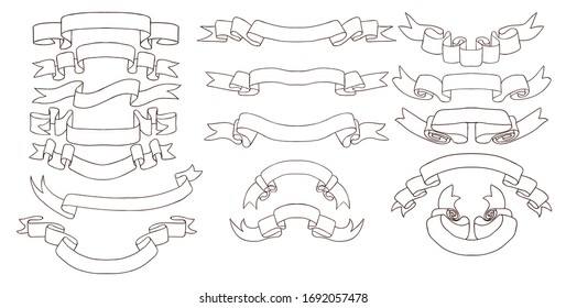 Collection of vector line ribbons in different shape