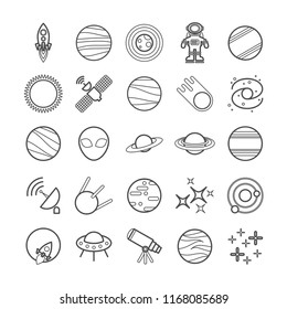 Collection of vector line space icons for web, print, mobile apps design