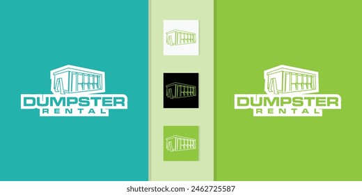 collection of vector logo designs for dumpster rental or dumpster removal and cleaning concept. Trash can company logo design template