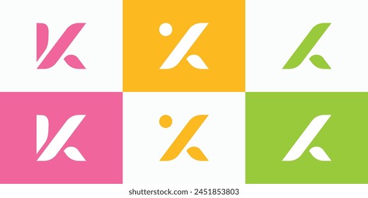 Collection of vector logo designs for the initials of the letter K in a modern, simple, clean and abstract style.