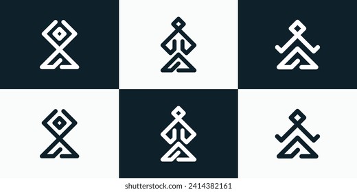 Collection of vector logo designs of yoga icons and logos. graphic design in outline style for spa and yoga.