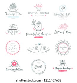 Collection of vector logo templates. Flourishes calligraphic elements and frames. Modern style of design elements, postcard, banners.