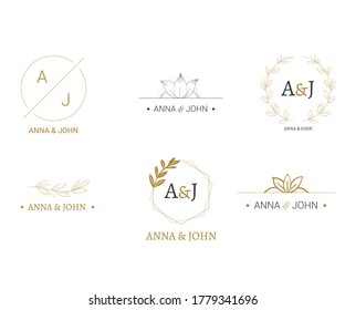 Collection of vector logo templates. Flourishes calligraphic elements and frames. Modern style of design elements, postcard, banners.