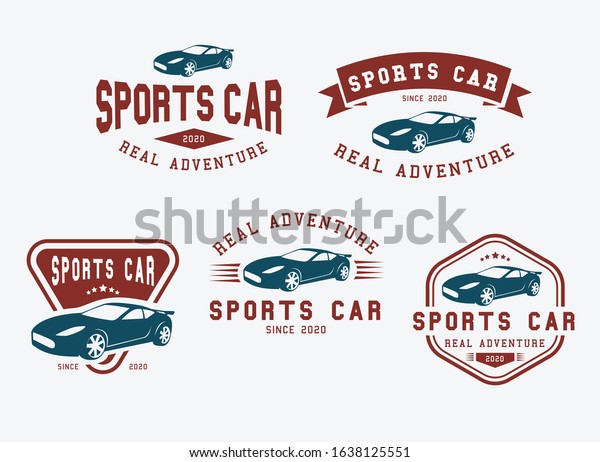 Collection of vector logos for\
sports car. vector illustration with silhouettes and\
symbols