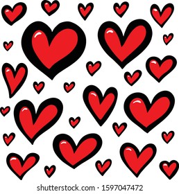 A Collection of Vector Love Heart Illustrations for Valentines Day