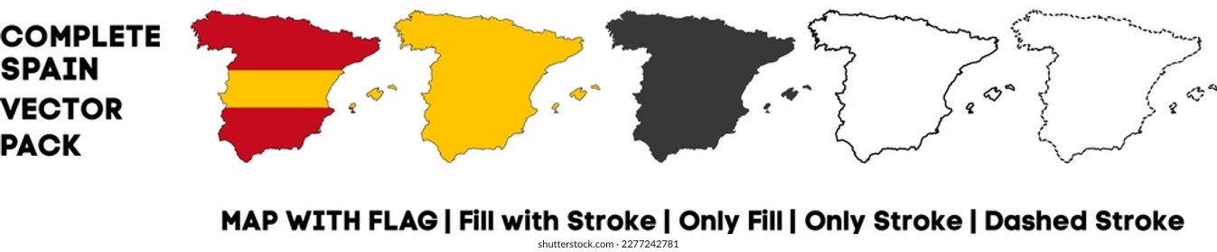 Collection of VECTOR Map Pack of SPAIN . High Quality and Accurate.