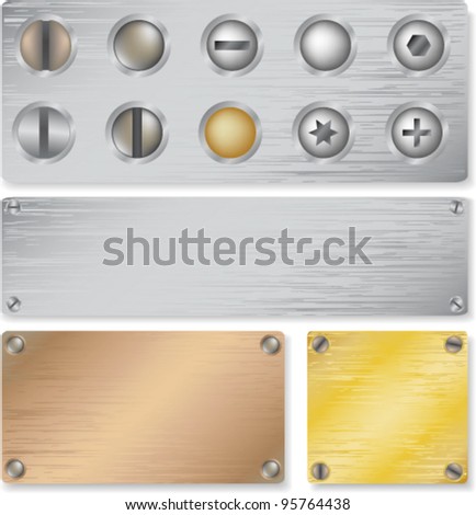 collection Vector metal plate texture with clincher