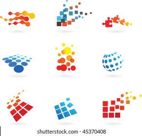 collection of vector modern abstract dotted design elements