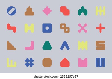 Sammlung von Vektorgrafiken, modernen, abstrakten und geometrischen Formen und Symbolen.