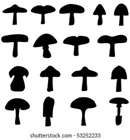 Collection of vector mushroom and toadstool outlines