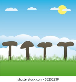 Collection of vector mushroom and toadstool outlines