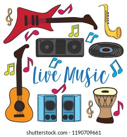 collection of vector musical instruments, for party events, banners on stage shows. vector illustration