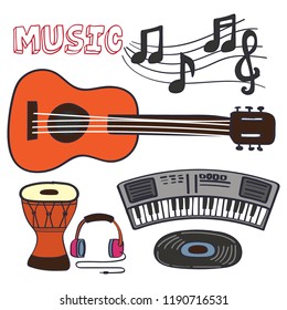 collection of vector musical instruments, for party events, banners on stage shows. vector illustration