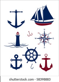 A collection of vector nautical icons