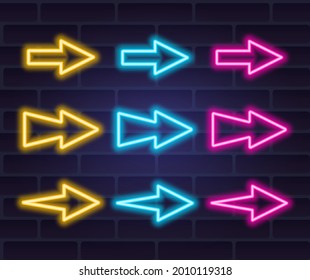 collection of vector neon arrows for decoration and design
