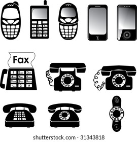 Collection Of Vector Old And New Phone Icons