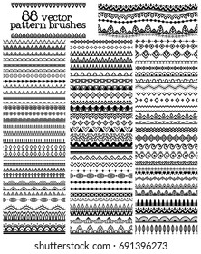 Collection of vector ornamental pattern brushes.