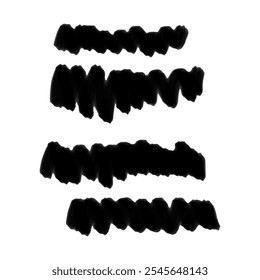 Collection of vector paint bold brush strokes. Grunge marker highlight underline