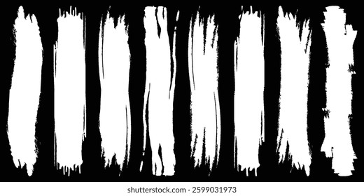 Collection of vector paint bold brush strokes, hand drawn thick grunge lines and rectangle shapes. white ink brush strokes and banners. Grunge marker highlight underline, vector-eps 10