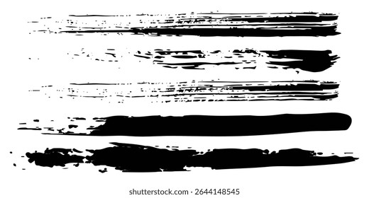 Collection of vector paint bold brush strokes, hand drawn thick grunge lines and rectangle shapes modern grunge modern arts
