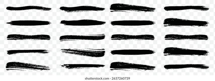 Collection of vector paint brush stroke, ink splatter, grunge line and artistic design elements. Dirty overlay, watercolor splash, black silhouette and torn paper set. Social media business banner art