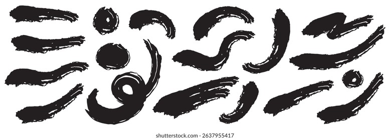 Collection of vector paint brush stroke, ink splatter, grunge line and artistic design elements. Vector brush stroke decorative grunge design banner background. eps 10