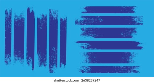Collection of vector paint brush stroke, ink splatter, grunge line and artistic design elements. Dirty overlay, watercolor splash, blue silhouette and torn paper set. Social media business banner art