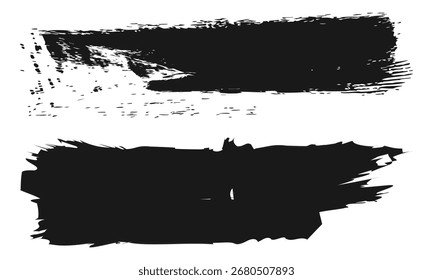 Coleção de pincéis de pintura vetorial traçado, espirro de tinta, linha grunge e elementos de design artístico. Sobreposição suja, respingo de aquarela, silhueta preta e conjunto de papel rasgado. Banner artístico comercial de mídia social