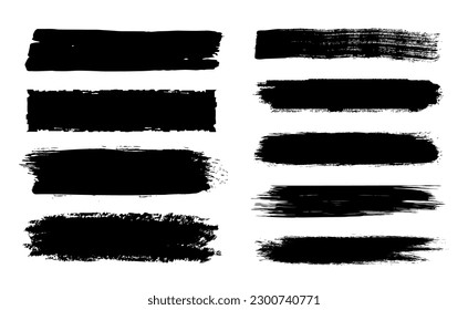 Collection of vector paint brush strokes, hand drawn brush stroke textures set