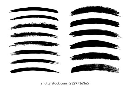 Collection of vector paint brush strokes, hand drawn brush stroke textures set