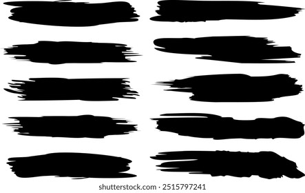 Collection of vector paint brush strokes Grunge rectangle text boxes and white background .