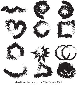 Collection of vector paint brush strokes, hand drawn brush stroke