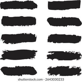 Verzameling van vectorpenseelpenseelstreken, met de hand getekende penseelstrekenset, vectorillustratie,
