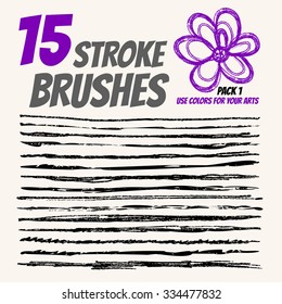 Collection vector pen brushes, Grunge elements with paint style. Handdraw strokes for design. 