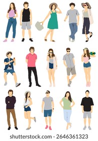 collection of vector of people in summer cloths