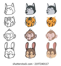 Collection of vector pictures about Chinese zodiac animals