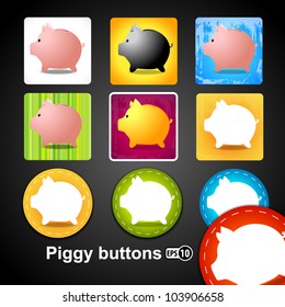 Collection of vector piggy buttons. Eps 10