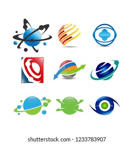 Collection of Vector Planet logo. Orbit vector and Satellite logo